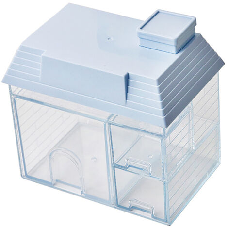 Innovative House Shaped Desktop Organization Storage Box Stationery Makeup Storage Container for Girl Dormitory Blue