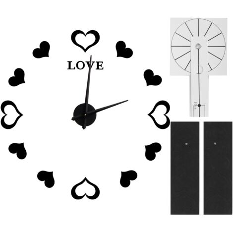 Innovative Klebe-Wanduhr aus Spiegelacryl für moderne Inneneinrichtung – Schwarz