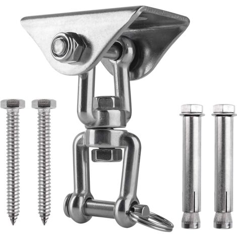 Innovativer Deckenhaken mit 304-Edelstahl, 500 kg Tragkraft, 360°-Drehung, Aufhängung für Beton-Holz-Sets, Hängesessel, Hängelampe, Hängematte, Yoga, mit 4 Befestigungsschrauben