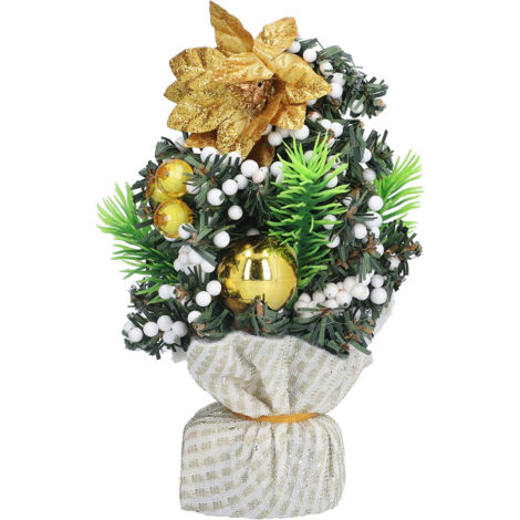 Innovativer DIY-Mini-Weihnachtsbaum aus glänzendem Stoff für den Schreibtisch – Gold