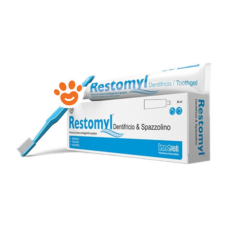 Innovet Dog e Cat Restomyl Dentifricio e Spazzolino - Innovet Dog e Cat Restomyl Dentifricio e Spazzolino - Confezione con Spazzolino + Dentifricio 50 ml
