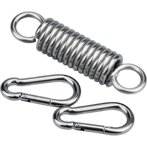 Inntek 3pcs Crochet à Ressort, Acier Inoxydable 304 Ressort pour Fauteuil Suspendu, avec 2 Mousquetons Résistants, Spring Hook