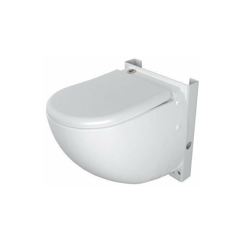 

Inodoro compacto suspendido SaniCompact Comfort con sistema de elevación de la unidad de corte integrado, blanco SFA