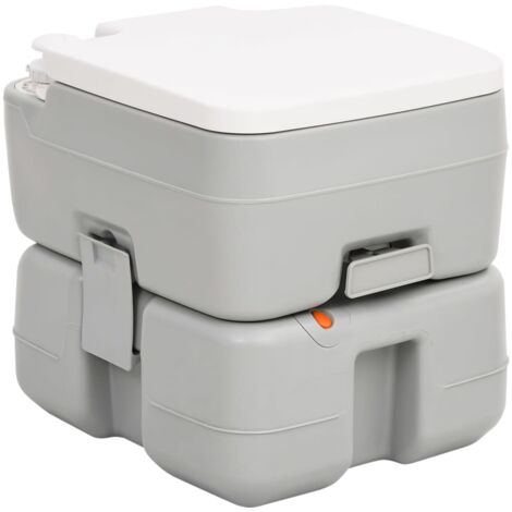 Inodoro de camping portátil HDPE gris y blanco 15+10 L