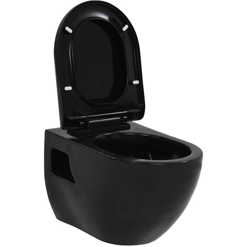

vidaXL Inodoro de Montaje en Pared de Cerámica Negro - Negro