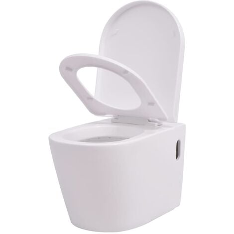 Inodoro de montaje en pared de cerámica blanco vidaXL