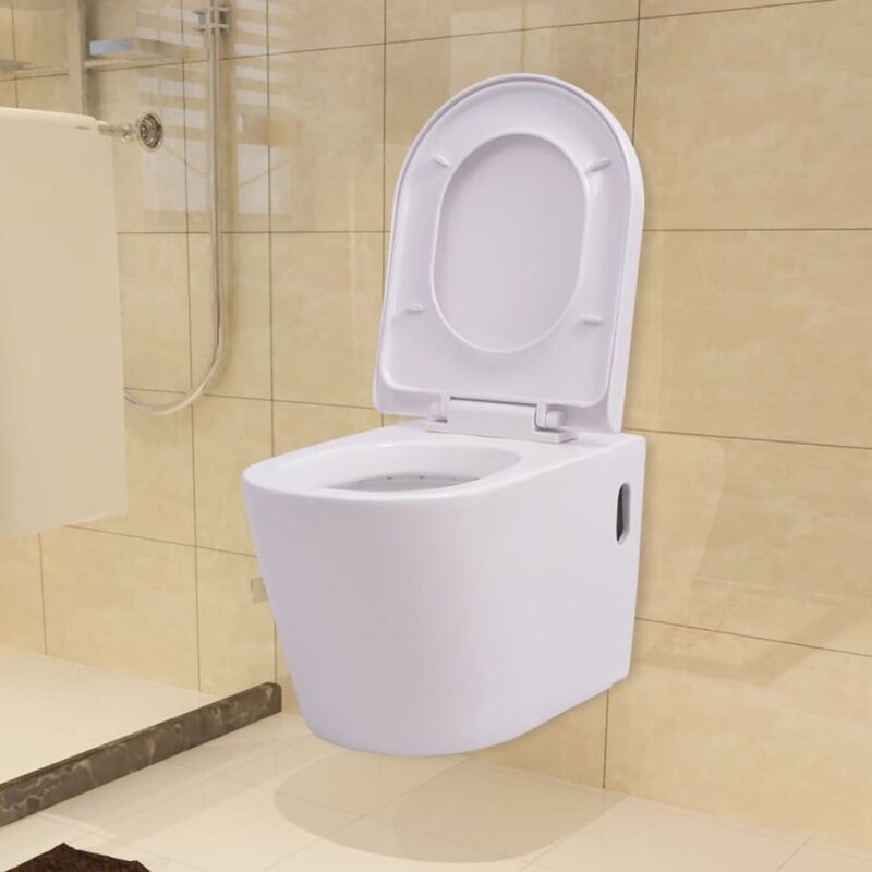 

Inodoro de montaje en pared de cerámica blanco - Blanco