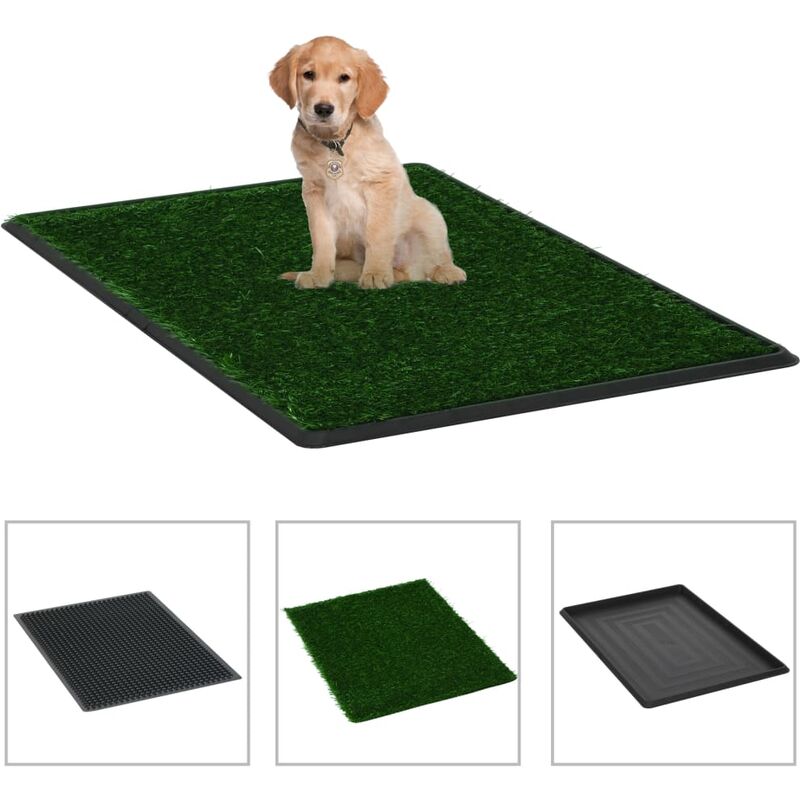 

Inodoro mascotas con bandeja césped artificial verde 76x51x3 cm