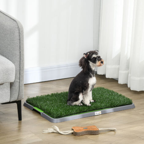 Inodoro para Perros con 2 Céspedes Artificiales Rejilla y Bandeja para Entrenamiento de Cachorros 67x41x3,5 cm Verde