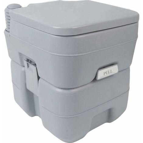 Inodoro Portátil con Tapa para Camping Viaje Móvil WC Exterior con Extraíble Tanque de Aguas Residuales 20 L y Tanque de Agua Dulce 10 L