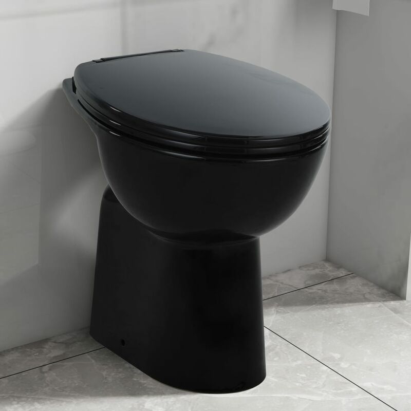 

Inodoro sin bordes cierre suave 7 cm alto ceramica negro