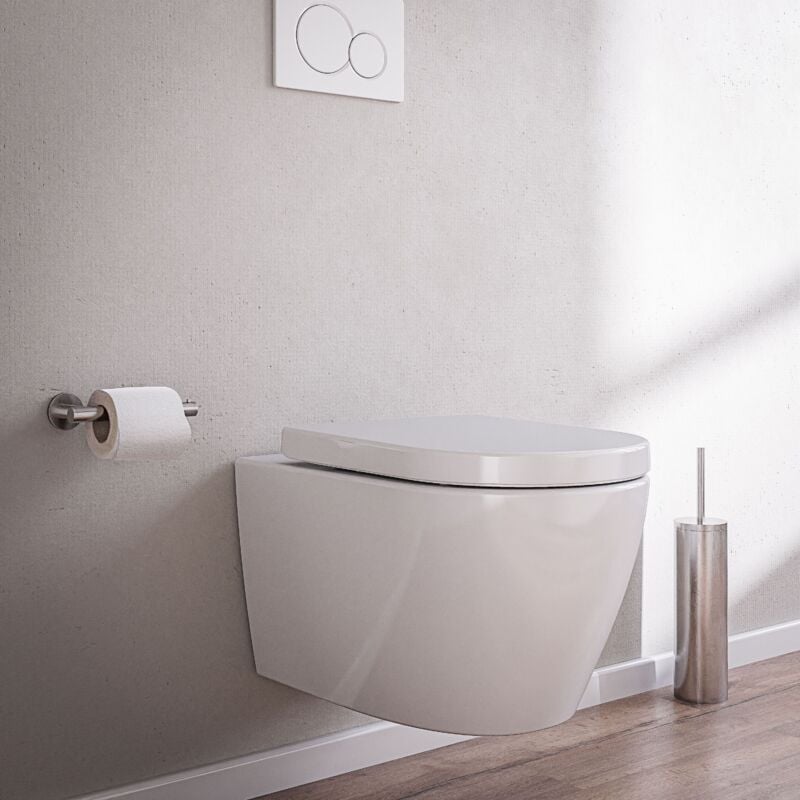 

Inodoro suspendido de fondo hondo sin reborde NANO protección - tapa Softclose - WC B-8030R blanco:Con luz nocturna LED estándar