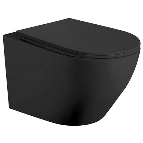 Inodoro Suspendido Empotrado Rimless  Negro Mate  Vater Colgante de Cerámica Montaje a Pared