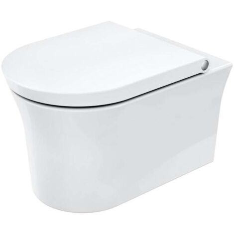 Inodoro suspendido Tulip blanco, sin borde, salida horizontal,
