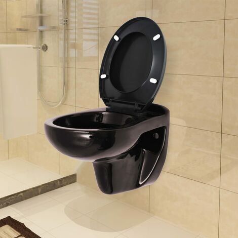 Inodoro WC montaje en pared cierre suave cerámica marrón oscuro