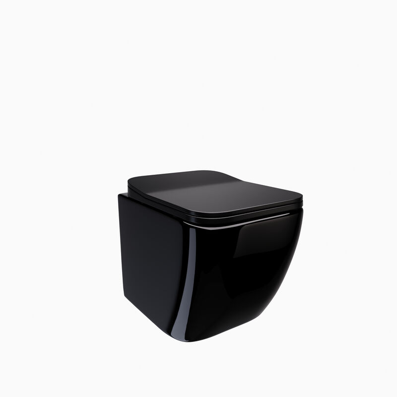 

Inodoros Cube suspendidos de cerámica sin borda, Función Soft-Close, Color negro - Cisterna no incluida