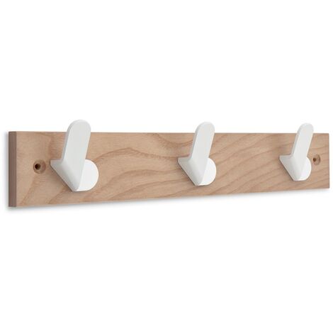 INOFIX Appendiabito Nordik Legno Frassino 3Ganci Metallo Bianco