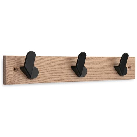 INOFIX Appendiabito Nordik Legno Frassino 3Ganci Metallo Nero