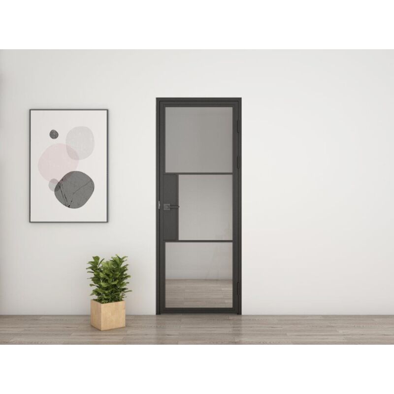 Schulte - Glastür Komplettset Mit Beschlag Loftstil 930 X 2315 Mm Din Rechts - Türklinke Drehtür