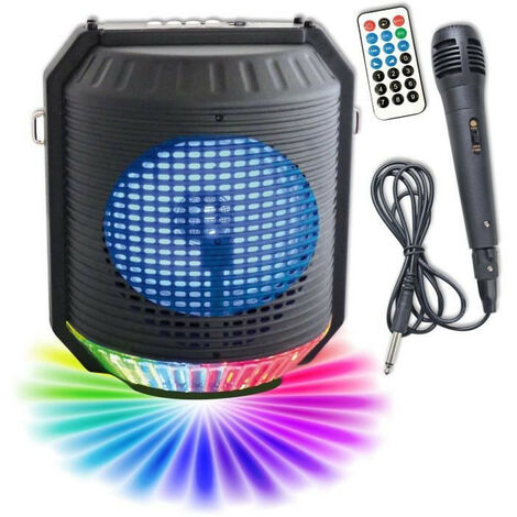 Enceinte Nomade sur batterie Inovalley KA115-RGB - 1000W - USB Bluetooth  TWS, Micro Karaoké, Lumières synchronisées -Sono DJ