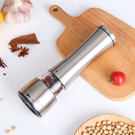 INOX Moulin à Poivre Sel, Manuel Pepper Durable Ceramic Core Adjustable Size Surface Brossée Transparent Rechargeable Professionnel Salt Pepper Mill Salt Pepper Grinder