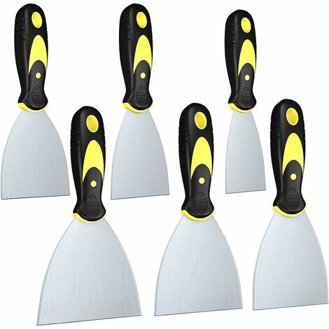 Inoxydable Couteau à Enduire,Couteau à Enduire,Couteaux à Mastic,Grattoirs à Mastic,Grattoirs Spatules,Spatule de Plâtrier,Kit d'outils de couteau à mastic,Outil spatule en acier inoxydable (6pcs)