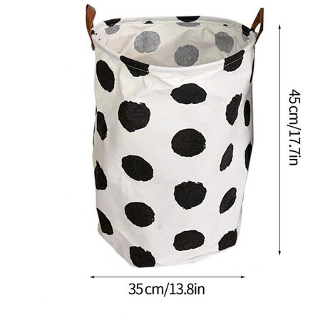 Ins – panier à linge en lin noir et blanc, bote de rangement pour vêtements sales, jouets de bureau, grand panier de rangement pliable,Round laundri basket