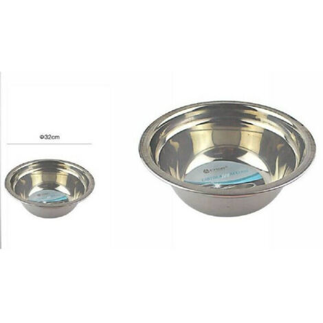 Insalatiera Ciotola Cop Bacinella Inox Fondo Piano Cucina 32 Cm