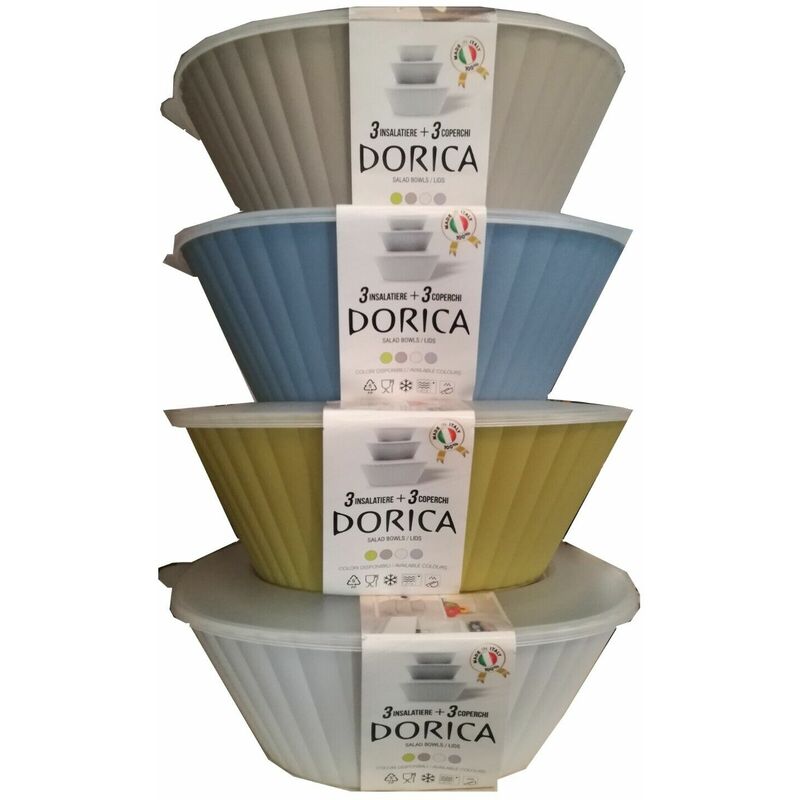 Image of Dorica - Insalatiera tris di ciotole x insalata con coperchio contenitore 4 colori colore: viola