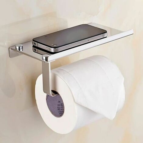 Insect and Animal Repellent Toilet Paper Holder Stainless Steel Phone Holder (Silver)