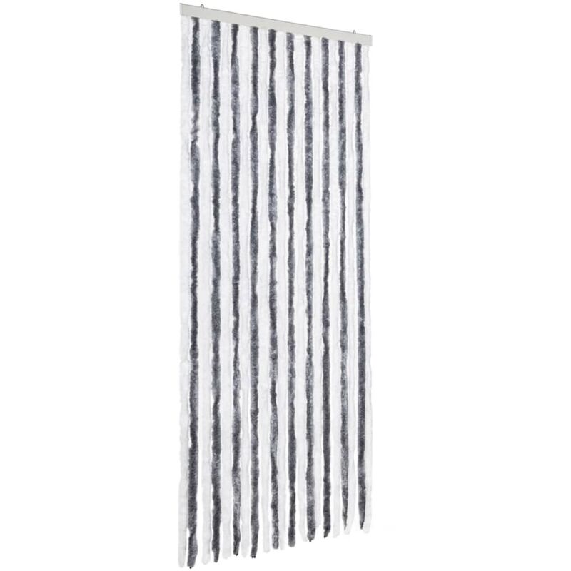 Insect Curtain Grey And White 90x220 Cm Chenille Vidaxl