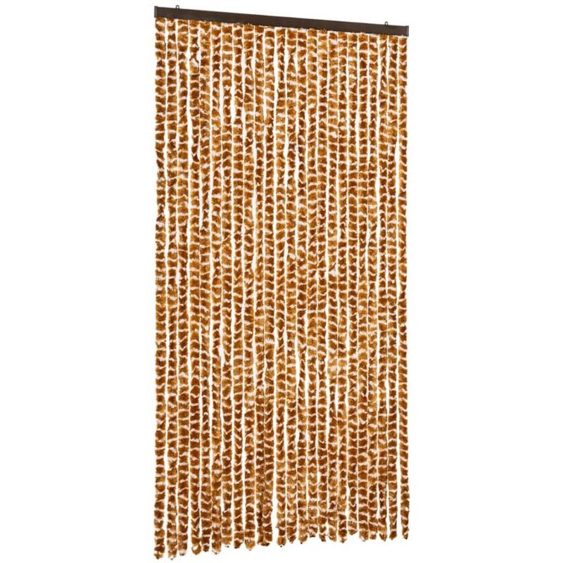 Vidaxl - Fly Curtain Ochre And White 100x230 Cm Chenille