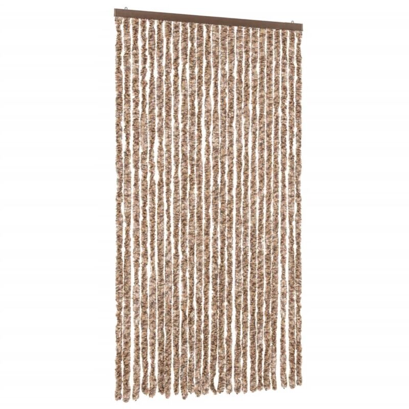 Vidaxl - Fly Curtain Beige And Dark Brown 100x220 Cm Chenille