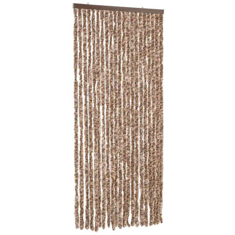 Vidaxl - Fly Curtain Beige And Dark Brown 90x200 Cm Chenille
