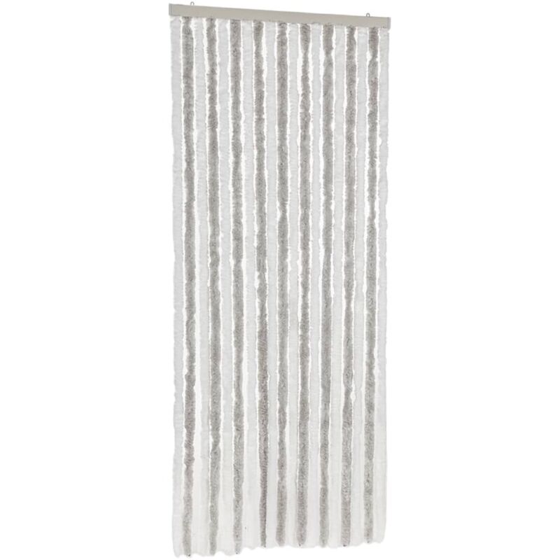 Vidaxl - Fly Curtain Light Grey And White 56x200 Cm Chenille