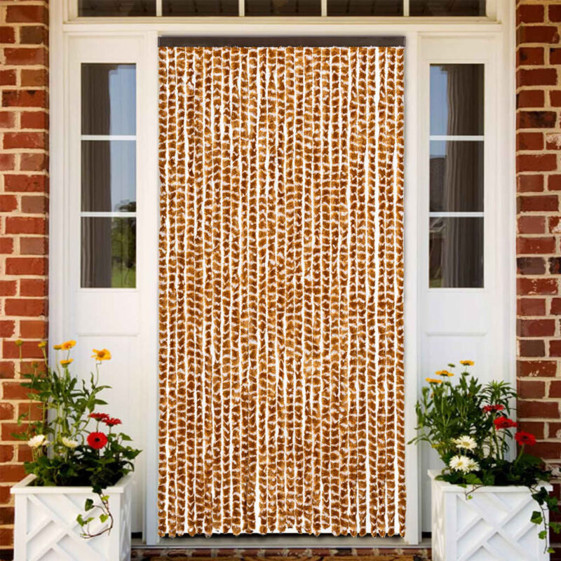 Vidaxl - Fly Curtain Ochre And White 90x200 Cm Chenille
