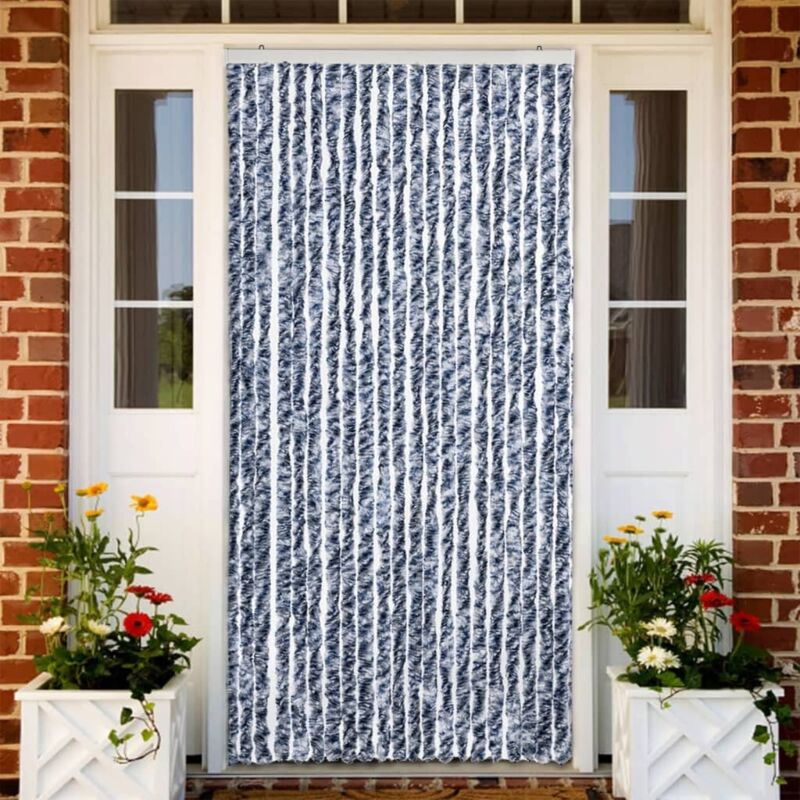 Vidaxl - Insect Curtain Blue And White 90x200 Cm Chenille