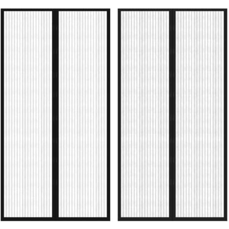 Insect Door Curtain 210 x 100 cm 2 pcs Magnet Black vidaXL