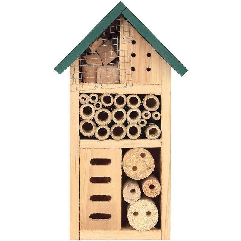 Insect House Bug Hotel Natural Wood Garden Shelter Grey Nesting Home For Bees Ladybirds Butterflies & More Eco Friendly Outdoor Wall Mounted
