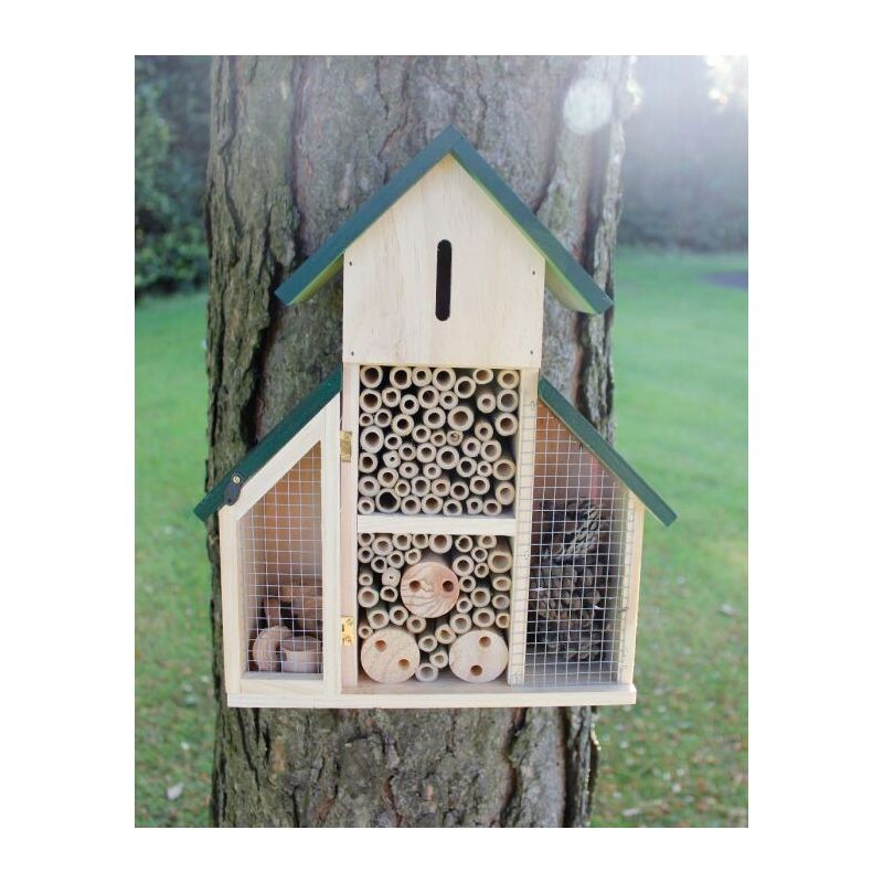 Insect House Natural Wood Insect Garden Shelter, Nesting Habitat For Bees Butterflies Ladybugs Bug Insect