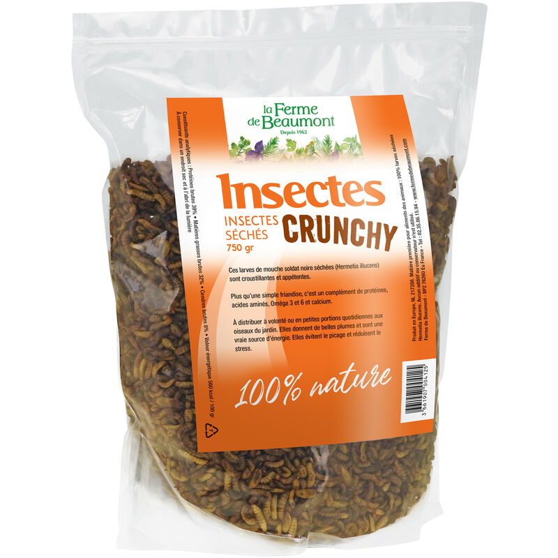 Ferme De Beaumont - Insectes séchés Crunchy poules et oiseaux 750 gr