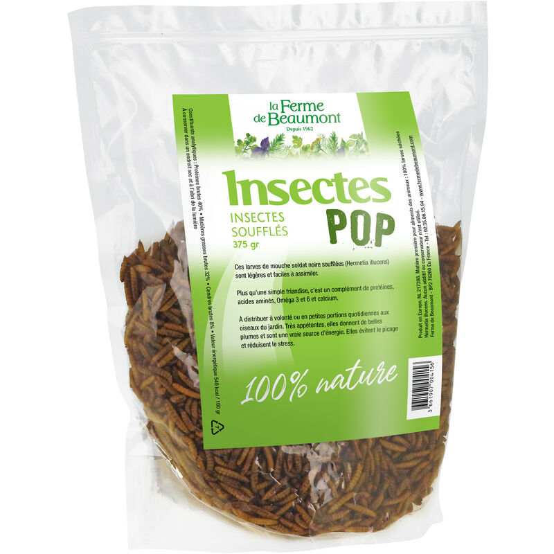 Ferme De Beaumont - Insectes soufflés Pop poules et oiseaux 375 gr