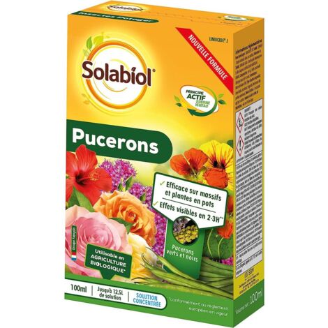 Insecticide biologique anti-pucerons 100ml – Formulé à base d'huile essentielle d'orange – Efficace en 2-3 heures – Agriculture biologique – Solabiol