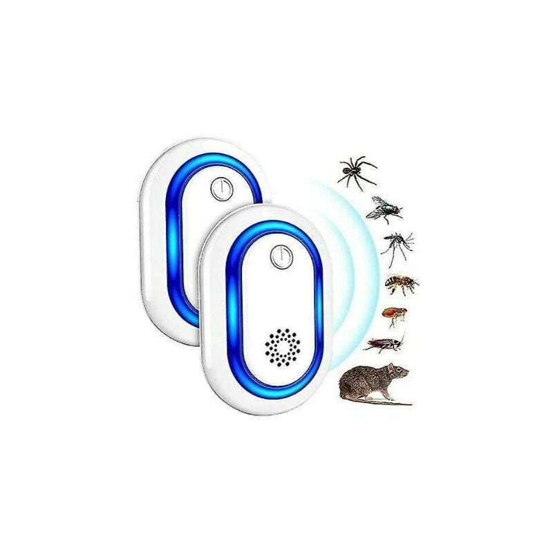 Alovez - Insectifuge à ultrasons, répulsif à ultrasons pour souris à ultrasons pour insectes et animaux de chat en plein airwhite-2pcs)