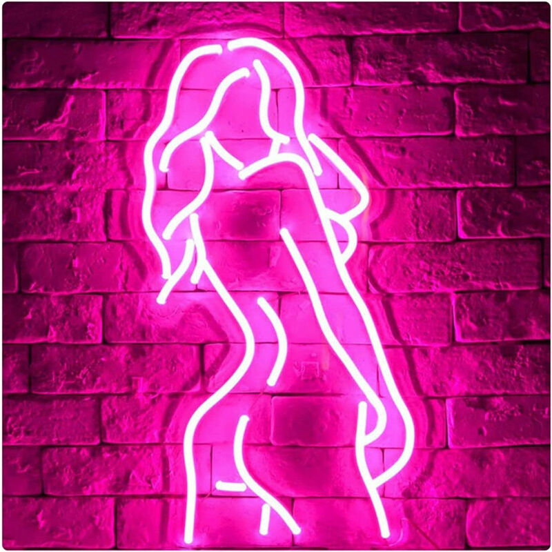 Image of Insegna al Neon a led, Luce al Neon Rosa Sexy Lady, Applique da Parete Artistica, Decorazione da Appendere alla Parete per Feste, Compleanni, Bar,