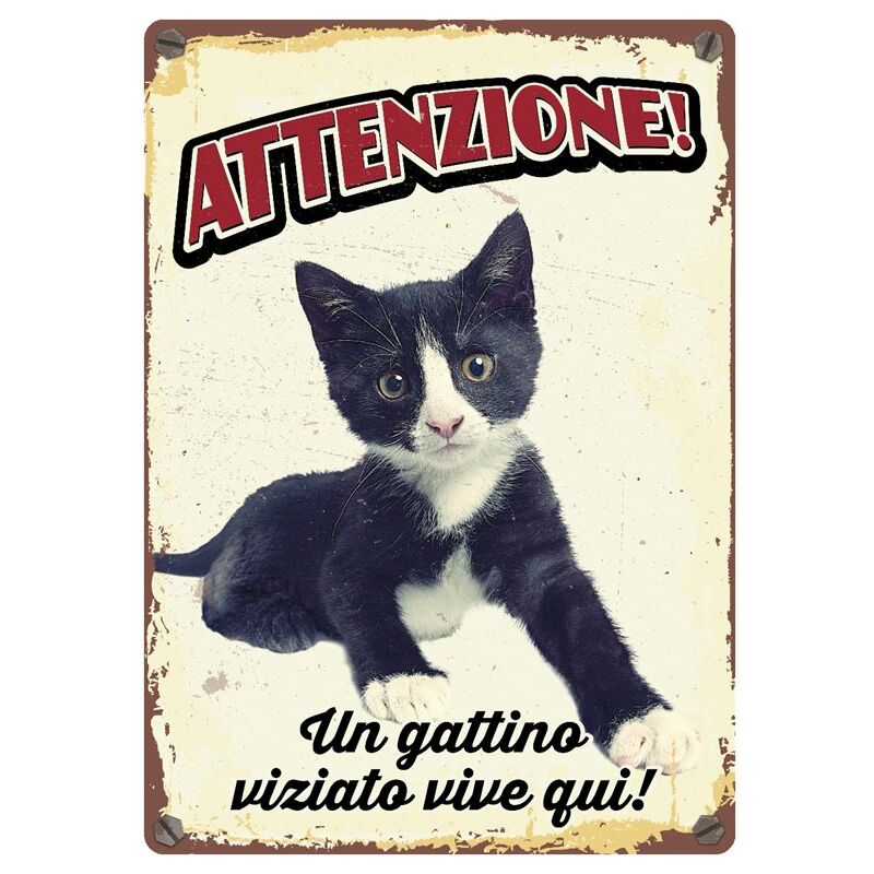 Image of Insegna di metallo un gattino
