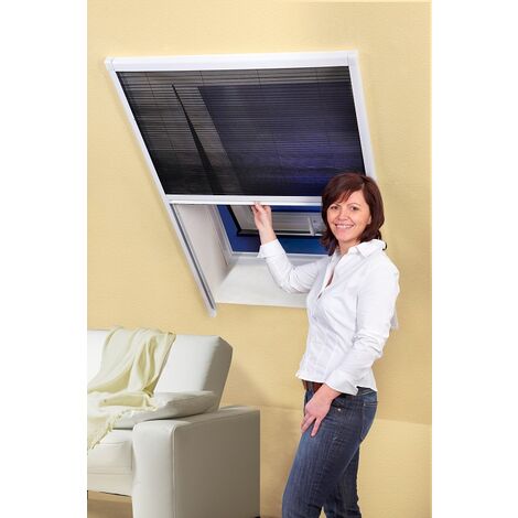 Insektenschutz Dachfenster Plissee mit Alurahmen Farbe weiß Größe 110X160 CM - weiß