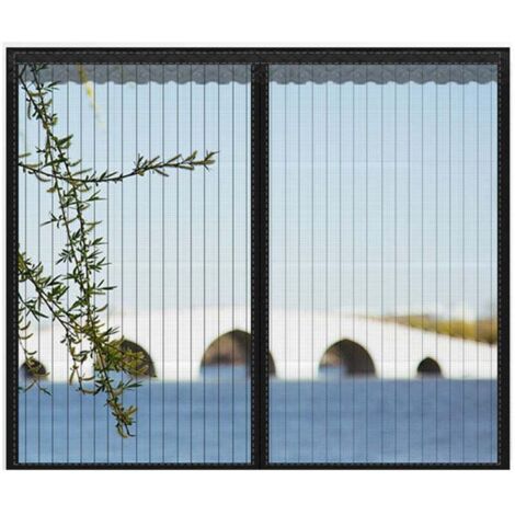 Insektenschutzgitter für Fenster, zuschneidbar, 130 cm - 150 cm, mit Klebestreifen, feinmaschig, ohne Bohren - Schwarz