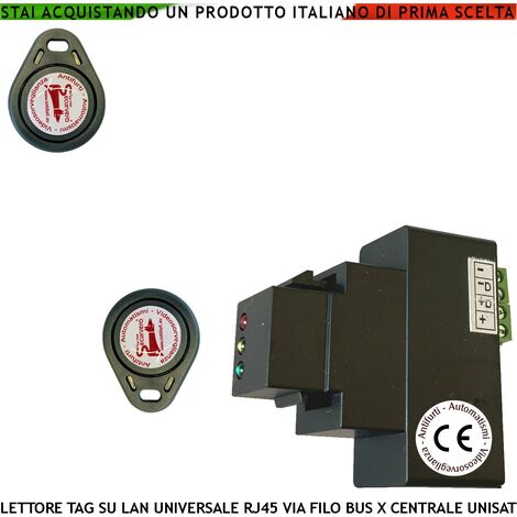 Inseritore Lettore 2 Trasponder Comandi Centrale UNISAT2 RJ45 Universale di Qualsiasi Marca e Tipo 3 Led Giallo Verde e Rosso Segnalano Lo Stato Antifurto Colegamento BUS Attivazione Parziale Totale