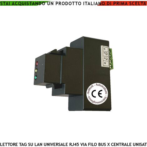 Inseritore Lettore Trasponder per Comandi Centrale UNISAT2 RJ45 Universale di Qualsiasi Marca e Tipo 3 Led Giallo Verde e Rosso Segnalano Lo Stato Antifurto Colegamento BUS Attivazione Parziale Totale